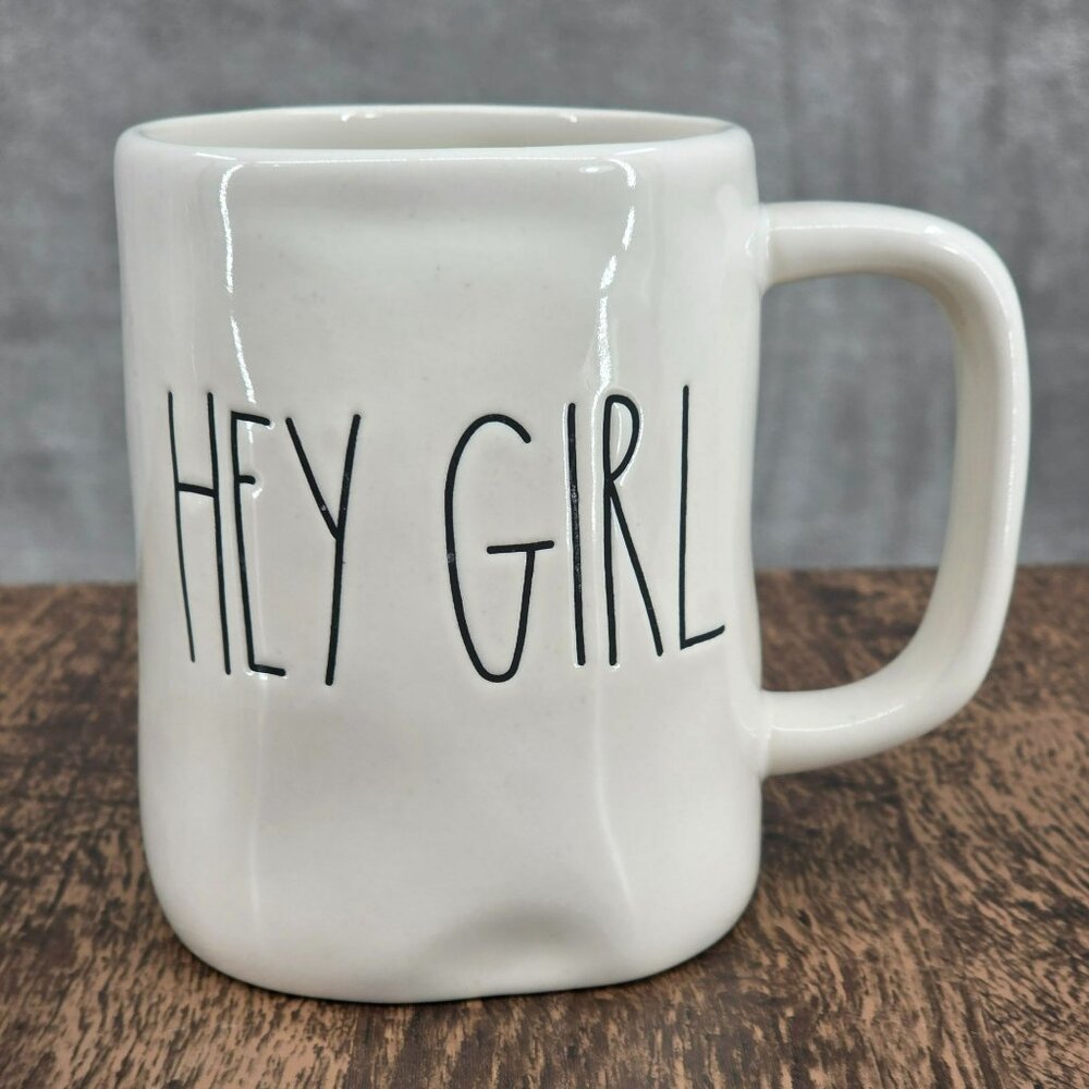 Rae Dunn HEY GIRL LL Large Letter Mug Coffee Tea Cocoa Farmhouse Cream Black
